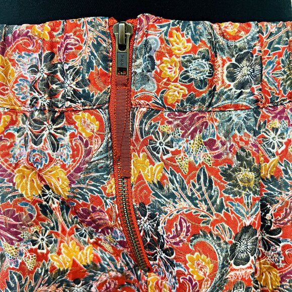 Anthropologie Maeve Pleated A-Line Mini Skirt Floral Rosia Print Pockets Bottom - Picture 11 of 12